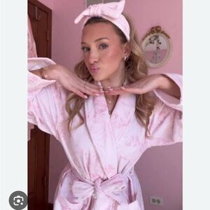 New! LoveShackFancy White and Pink Bow Headband